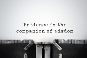 Patience. Inspirational quote typed on an old typewriter.