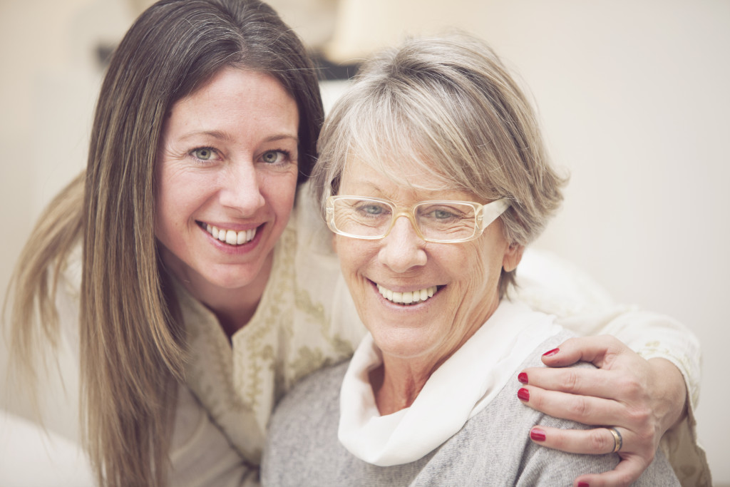 Happy senior mother and daughter portrait.